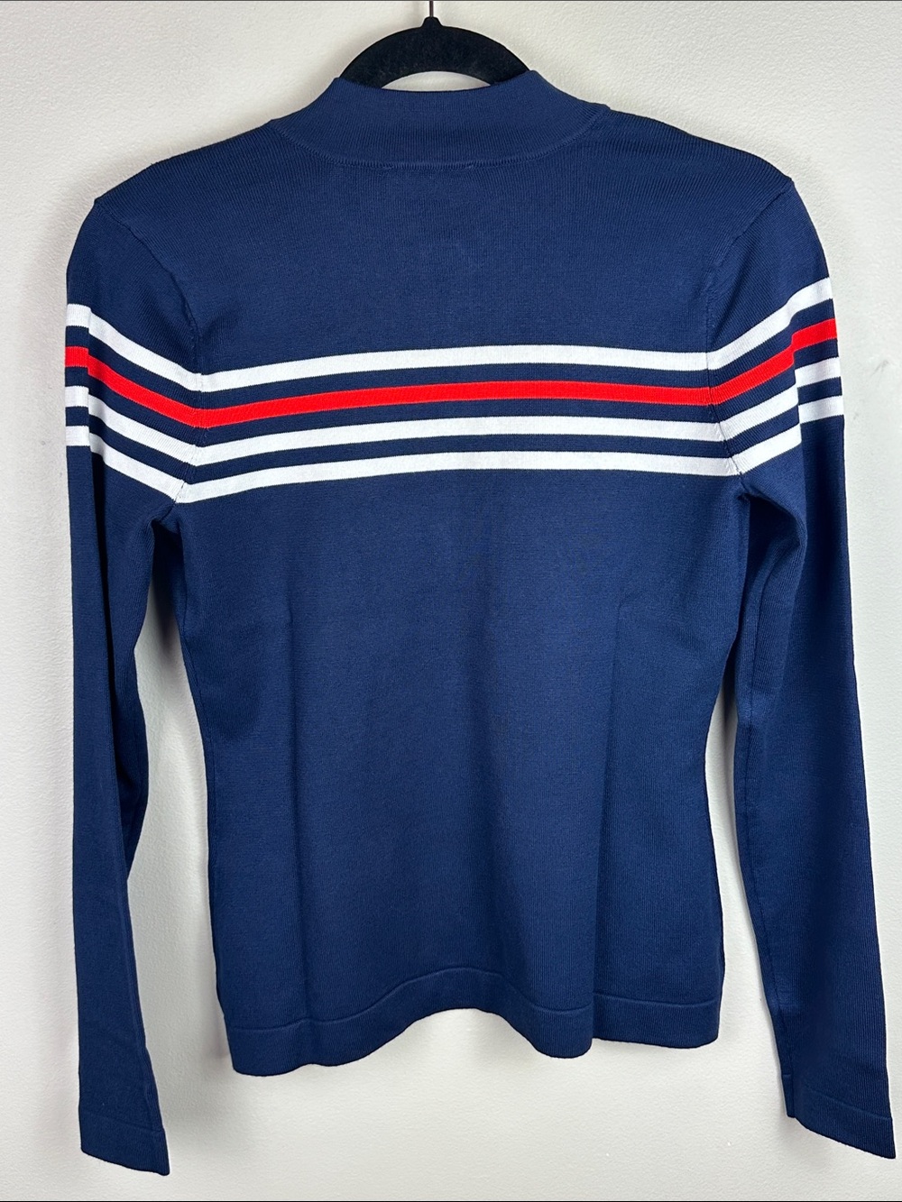 Izod Zoey Striped 1/4 Zip Knit Pullover Medieval Blue NEW! - Picture 7 of 11